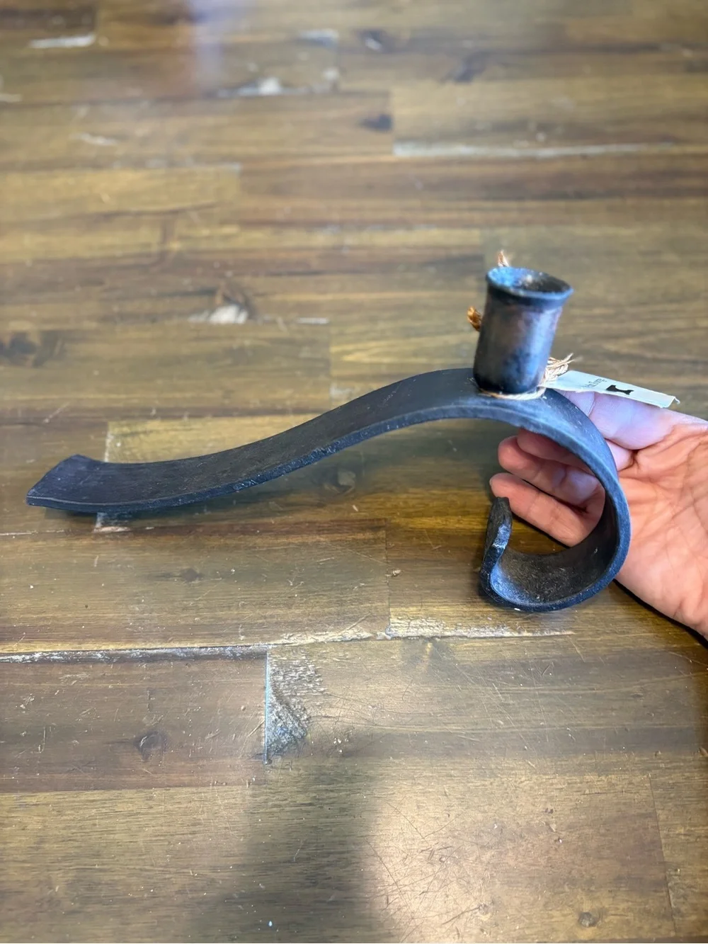 Artisan Curved Footed Wrought Iron Candle Stick Holder Handcrafted Hand Forged